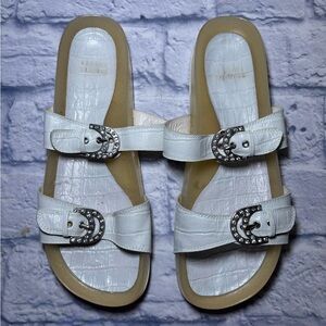 Womens Stuart Weitzman Fido 7W75026 White Slip On Clog Sandals Size 8.5